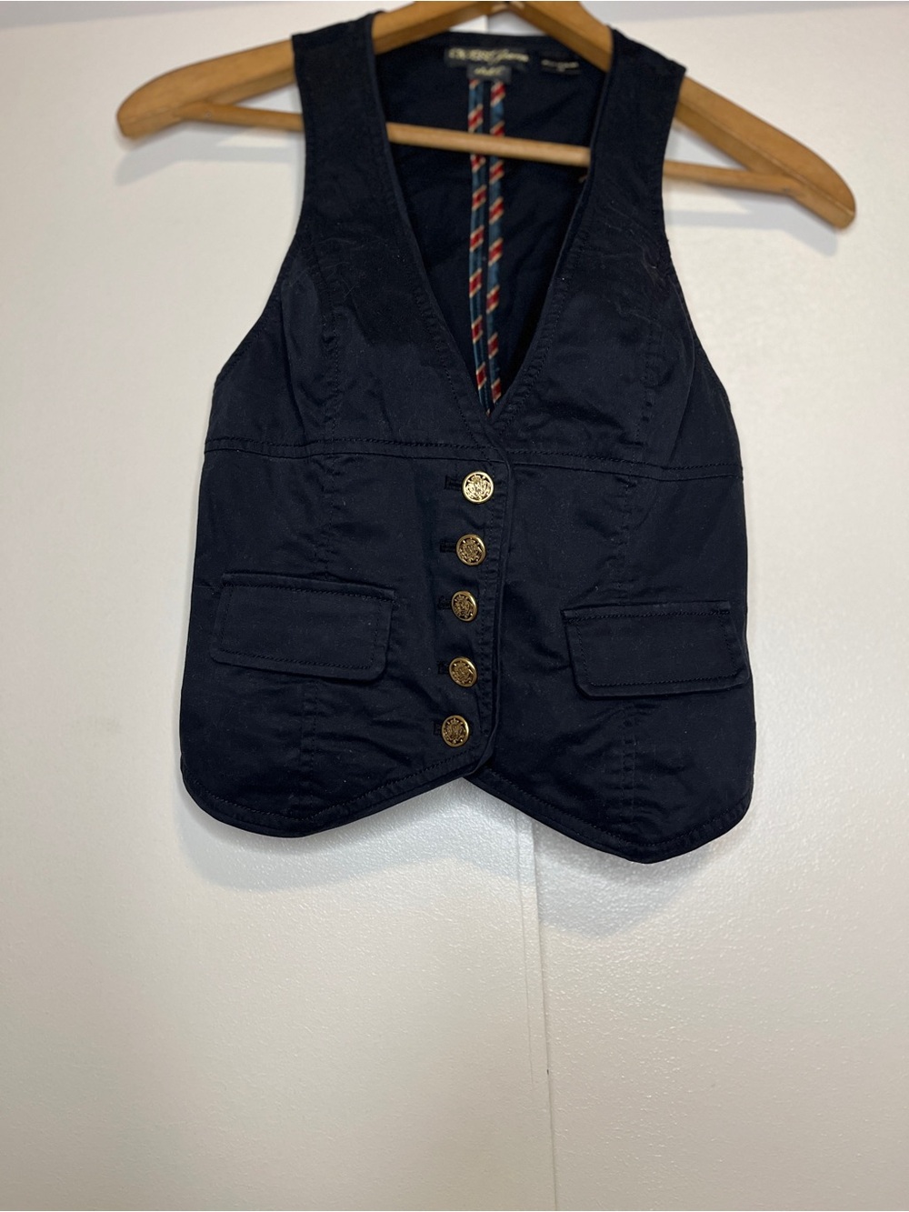 Guess Women’s Navy Vest with Gold Buttons